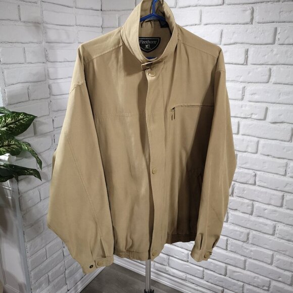 Firethorn Men's Size Large Full Zip Fully Lined Tan Windbreaker Jacket - Picture 1 of 13